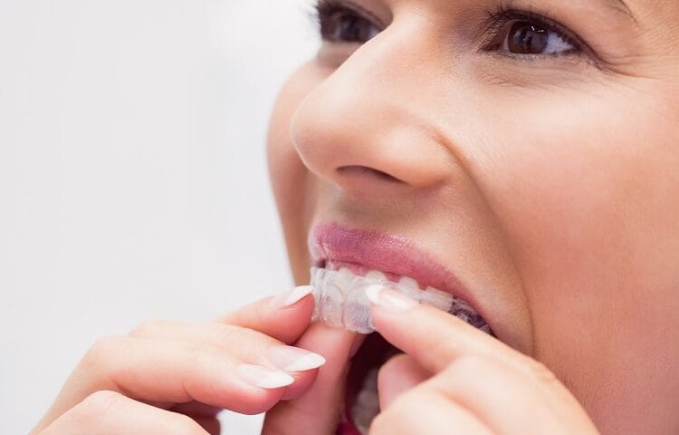 Female patient wearing braces