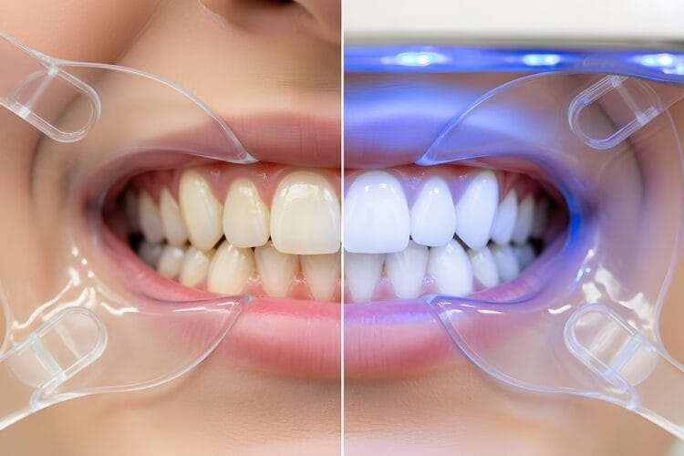 Before and after professional teeth whitening